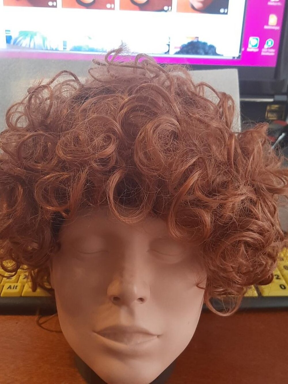 NEW ! Women Short Hair 14 inch Curly Wig Dark Blonde